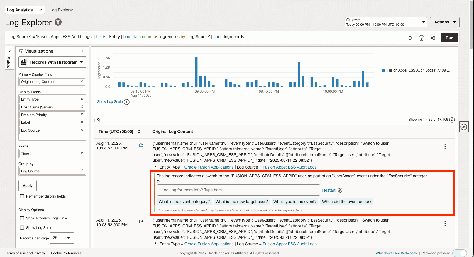 Single Log Explain - Fusion ESS Audit Log Explanation